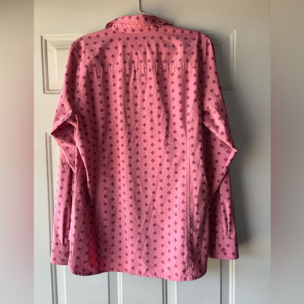 Orvis Pink Patterned Button-Front Top Size M - image 3